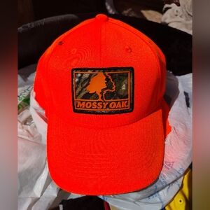 Mossy Oak Hunter Orange Camouflage Logo Adjustable Baseball Hat Cap